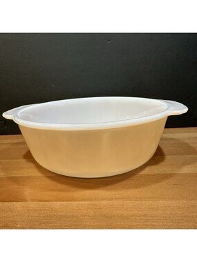 Vintage Fire King Peach Lustre Casserole Dish 1.5 Qt Round Handles USA